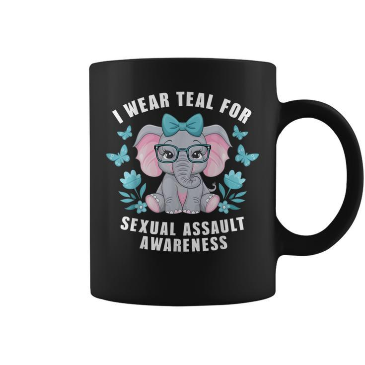 Sexual Assault Awareness I Wear Teal Cute Elephant 2024 Coffee Mug