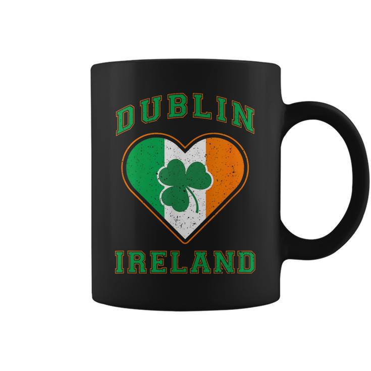 Shamrock Clover In Dublin Ireland Flag In Heart Shaped Coffee Mug