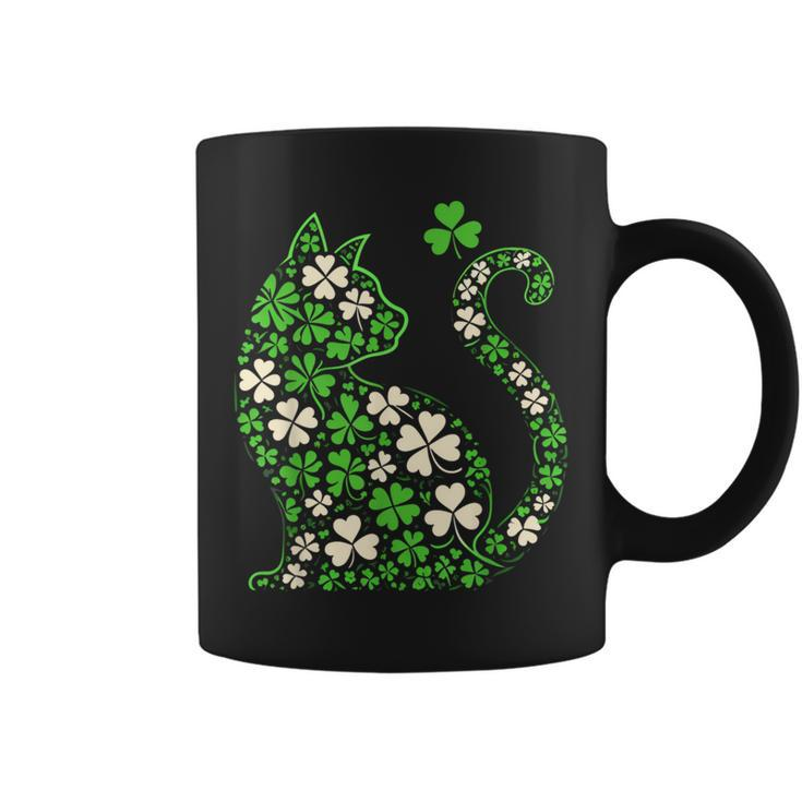 Shamrock Irish Cat Graphic Saint Patrick Day For Cat Lovers Coffee Mug