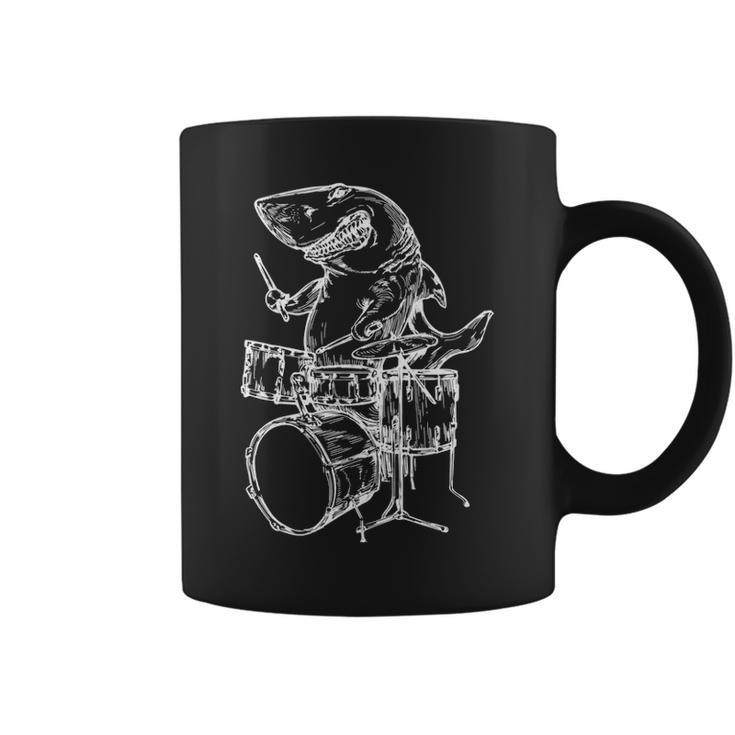 Shark Playing Drums Ocean Drummer Beach Coffee Mug