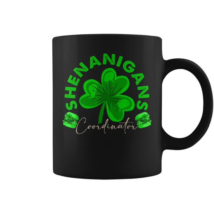 Shenanigans Coordinator St Patrick's Day Clovers Hamburgers Coffee Mug