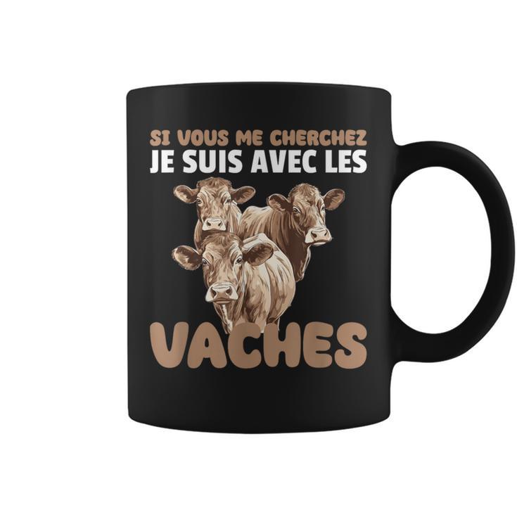 Sweat à Capuche "Si Vous Me Cherchez, Je Suis Avec Les Vaches" - Humour Fermier - Cadeau Pour Agriculteur, Amoureux Des Vaches