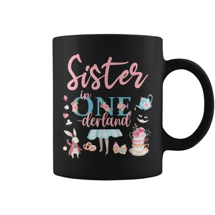 Sister Of The 1St Birthday Girl Sister In Onderland Family Coffee Mug