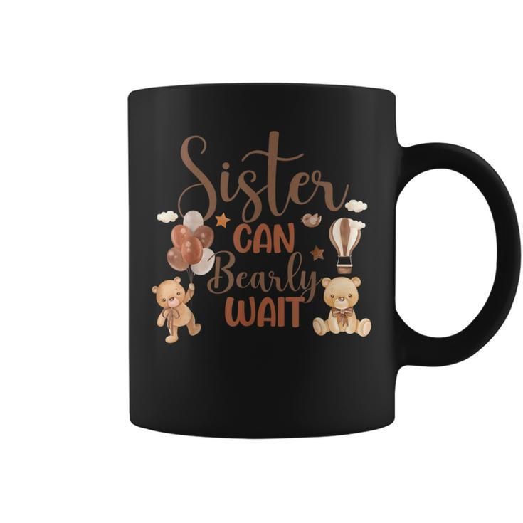 Sister Can Bearly Wait Bear Gender Neutral Boy Baby Shower Coffee Mug