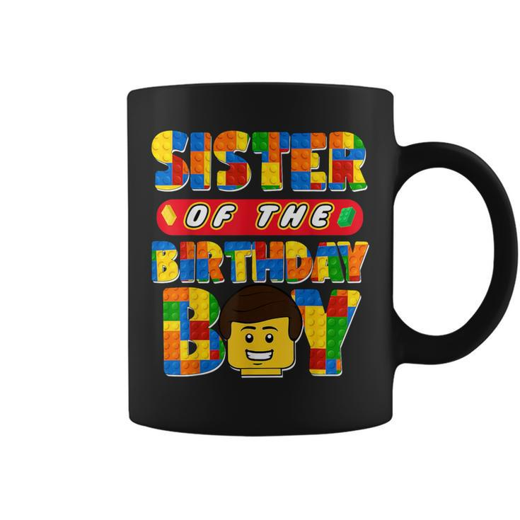 Sister Of The Birthday Boy Building Brick Family Matching Coffee Mug