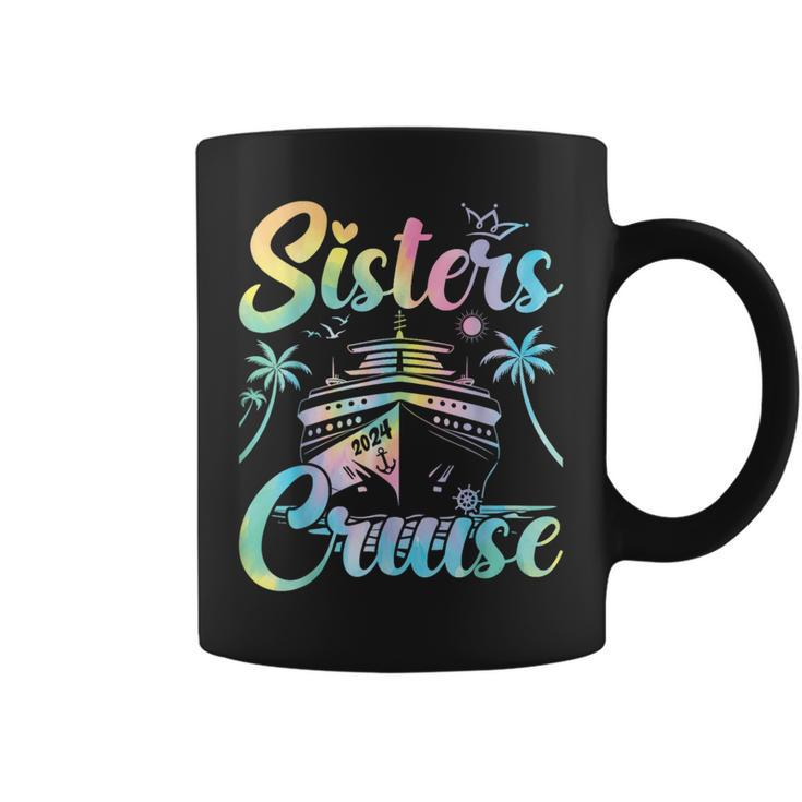 Sisters Cruise 2024 Sister Cruising Vacation Trip Tie Dye Coffee Mug