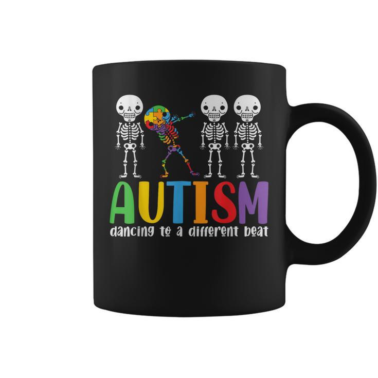 Skeleton Dancing To A Different Beat Autism Awareness Coffee Mug