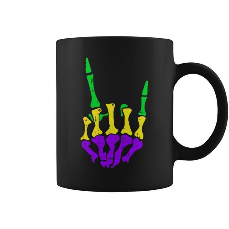 Skeleton Rock Hand Pocket Mardi Gras Bones Music Lover Band Coffee Mug