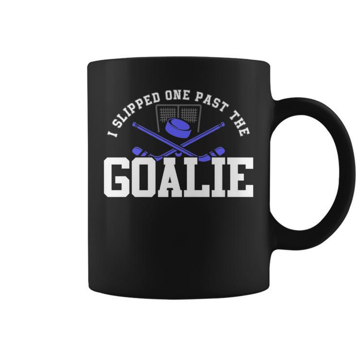 I Slipped One Past The Goalie Hockey Dad Pregnancy Reveal Coffee Mug