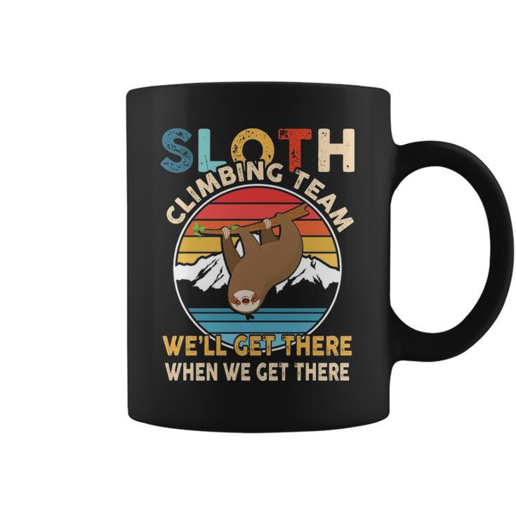 Sloth Climbing Team Retro Vintage Hiking Climbing Coffee Mug
