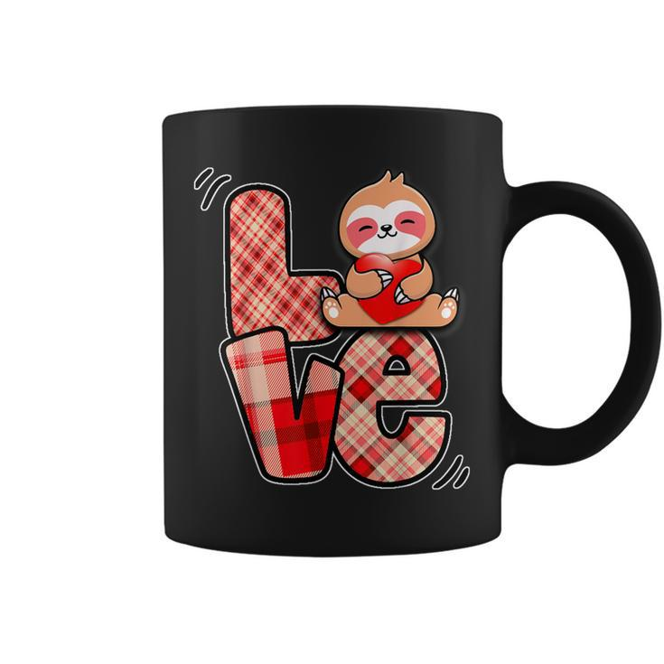 Sloth Love Holding Heart Valentines Day Cute Animal Lover Coffee Mug