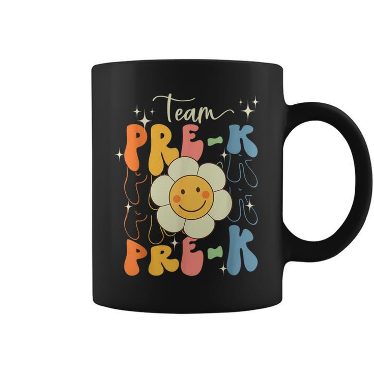 Smile Face First Day Of Team Prek Back To School Groovy Coffee Mug