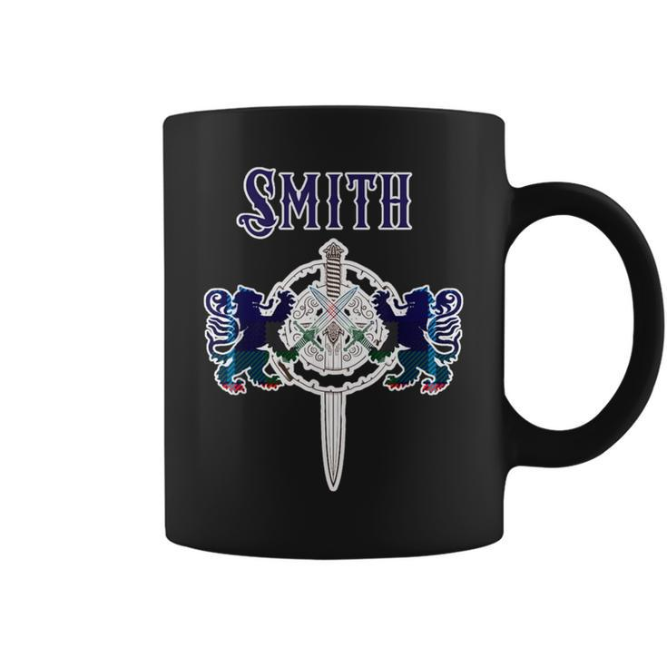 Smith Scottish Clan Family Name Tartan Lion Sword Coffee Mug