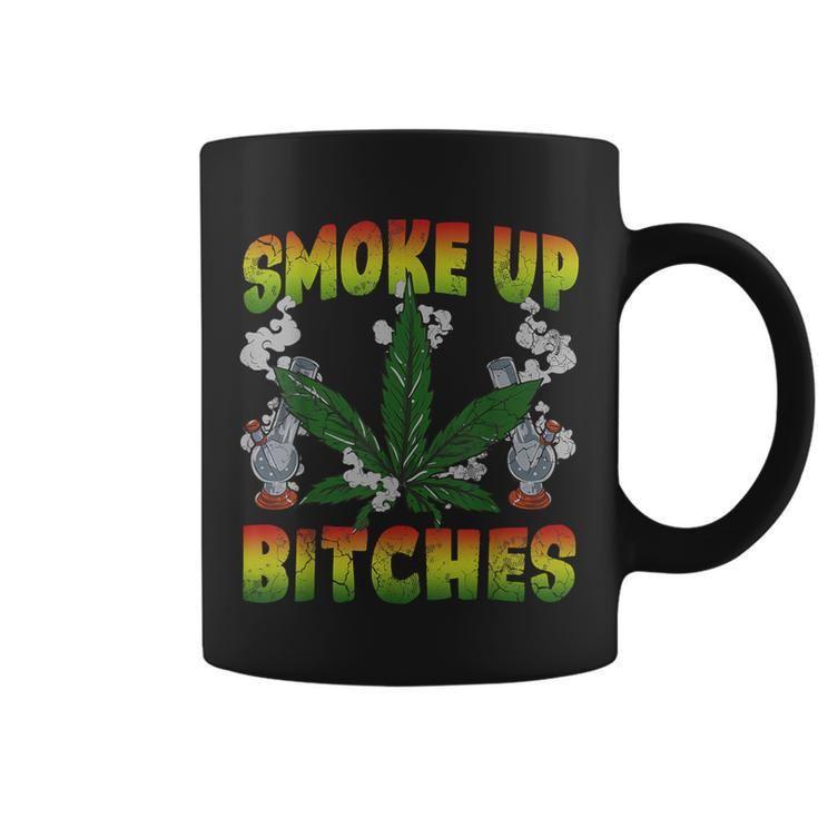 Smoke Up Bitches Marijuana Pot Leaf Weed 420 Stoner Day Coffee Mug