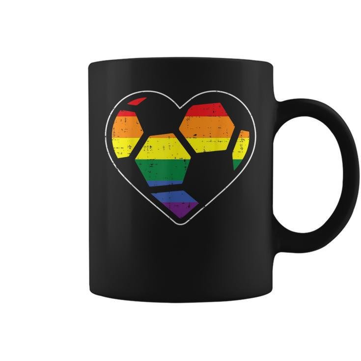 Soccer Heart Sport Lgbtq Rainbow Gay Pride Ally Women Coffee Mug