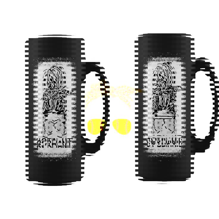 Softball Auntie Leopard Messy Bun Softball Aunt Coffee Mug