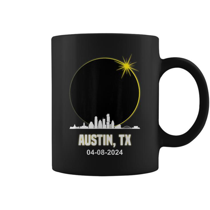 Solar Eclipse 2024 Austin Skyline Texas Total Solar Eclipse Coffee Mug