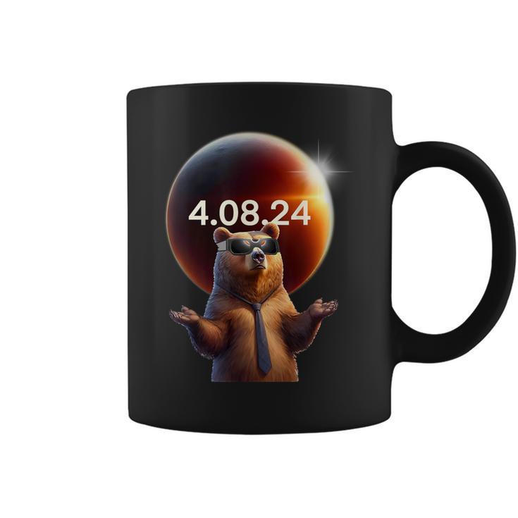 Solar Eclipse 2024 Bear Wearing Solar Eclipse Glasses Coffee Mug