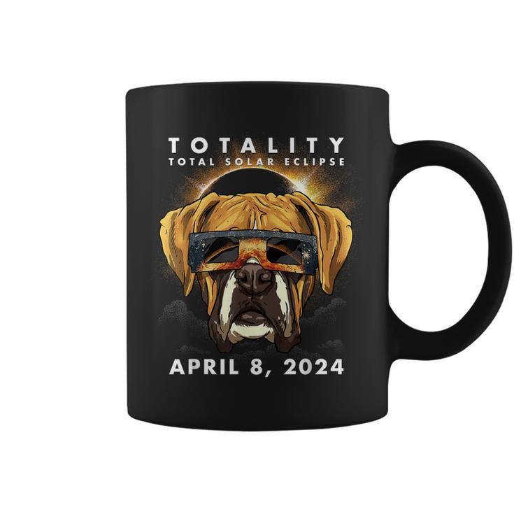 Solar Eclipse 2024 Boxer Dog Wearing Glasses Coffee Mug