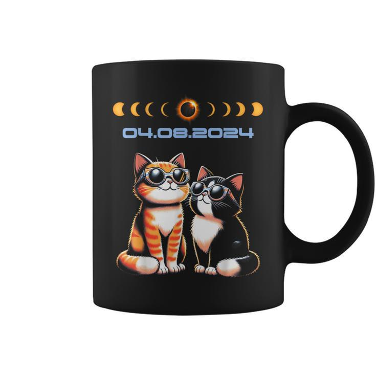 Solar Eclipse 2024 Cats Wearing Solar Eclipse Glasses Coffee Mug