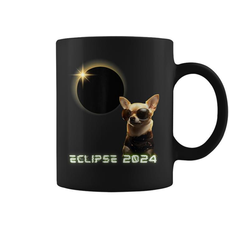 Solar Eclipse 2024 Chihuahua Wearing Glasses Coffee Mug