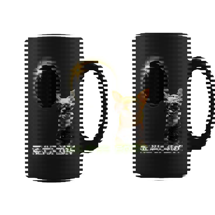 Solar Eclipse 2024 Chihuahua Wearing Glasses Coffee Mug