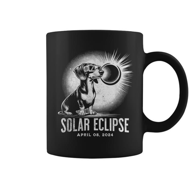 Solar Eclipse 2024 Dachshund Wearing Glasses Coffee Mug