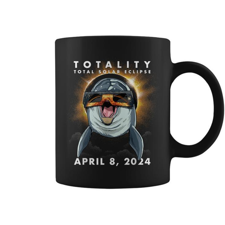 Solar Eclipse 2024 Dolphin Wearing Eclipse Glasses Coffee Mug