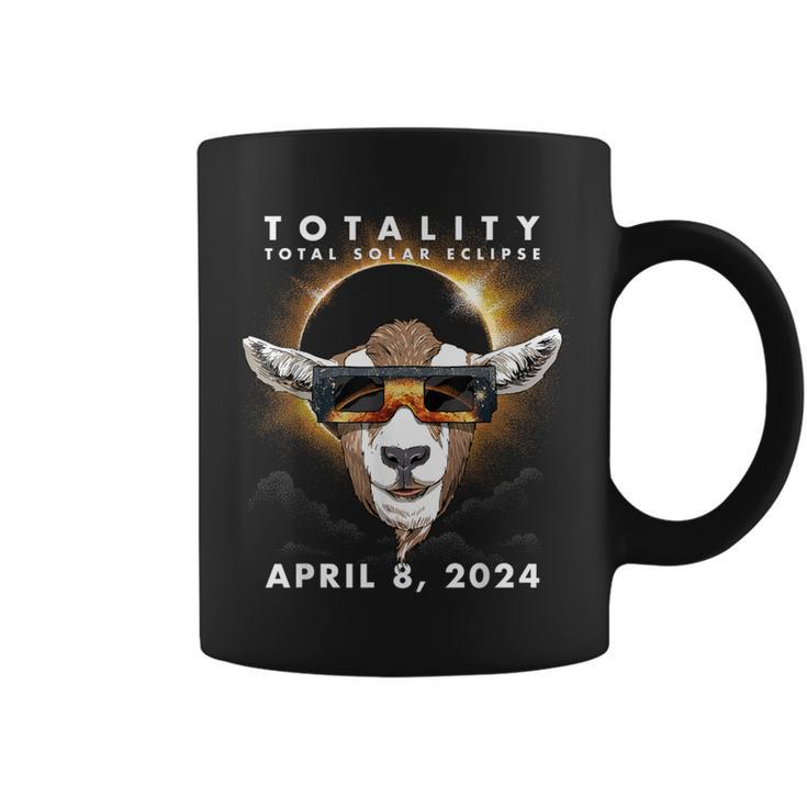 Solar Eclipse 2024 Goat Wearing Eclipse Glasses Coffee Mug