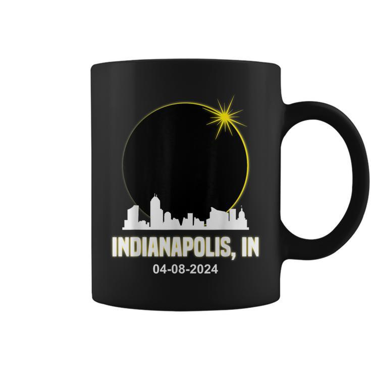 Solar Eclipse 2024 Indianapolis Skyline Indiana Eclipse Coffee Mug