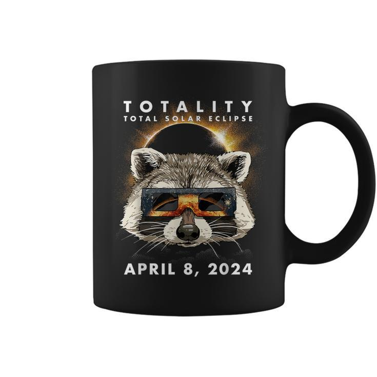 Solar Eclipse 2024 Raccoon Wearing Eclipse Glasses Coffee Mug