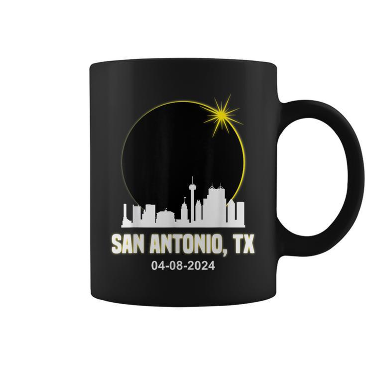 Solar Eclipse 2024 San Antonio Skyline Texas Solar Eclipse Coffee Mug