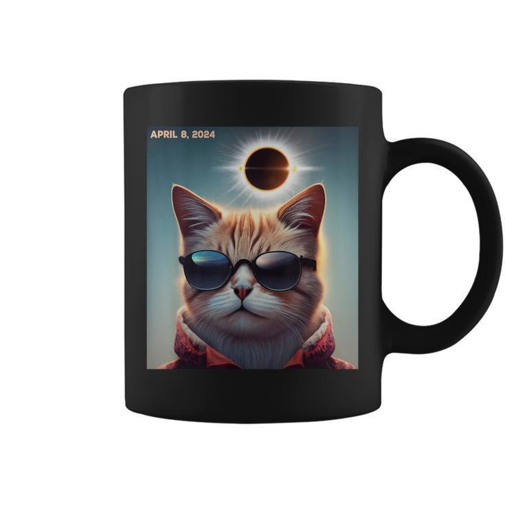 Solar Eclipse Cat 2024 April 8 Solar Eclipse Glasses Coffee Mug