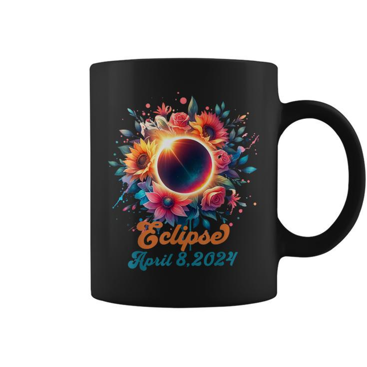 Solar Eclipse With Floral Flowers Coffee Mug
