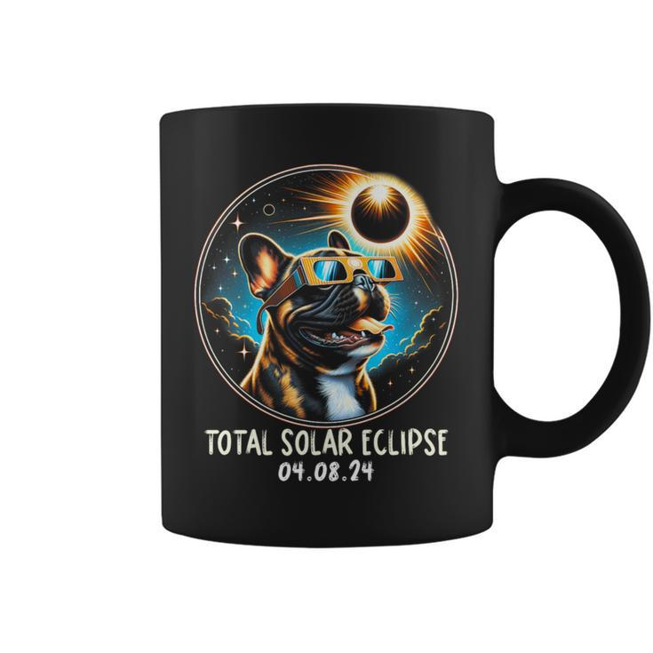 Solar Eclipse French Bulldog Wearing Glasses April 8 2024 Coffee Mug