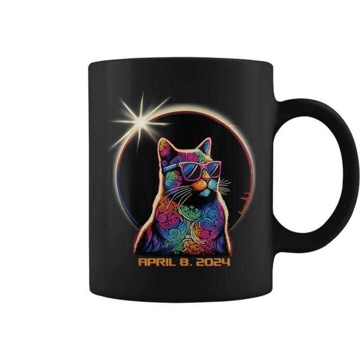 Solar Eclipse 2024 Cat Wearing Solar Eclipse Glasses Coffee Mug