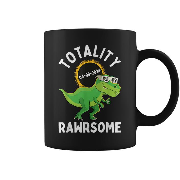 Solar Eclipse Totality Rawrsome 04 08 2024 T-Rex Dinosaur Coffee Mug