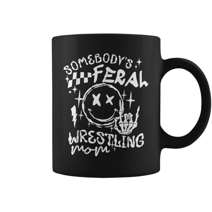 Somebody's Feral Wrestling Mom Retro Mama Life Mother's Day Coffee Mug