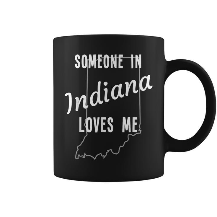 Someone In Indiana Loves Me State Map Silhouette Coffee Mug