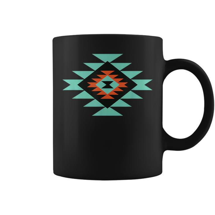Southwestern Santa Fe Indian Teal Pattern Coffee Mug