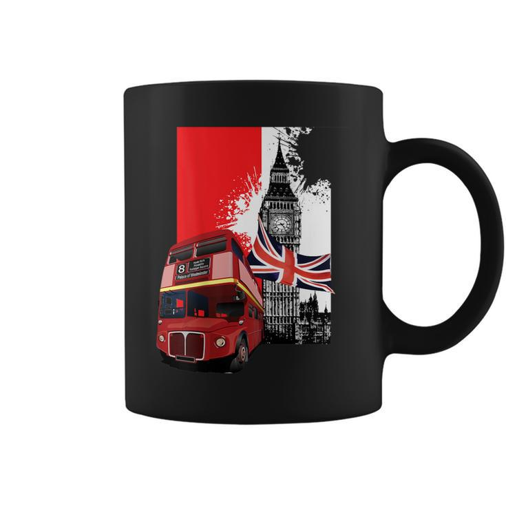 Souvenir London City Bus Vintage Uk Flag British Coffee Mug