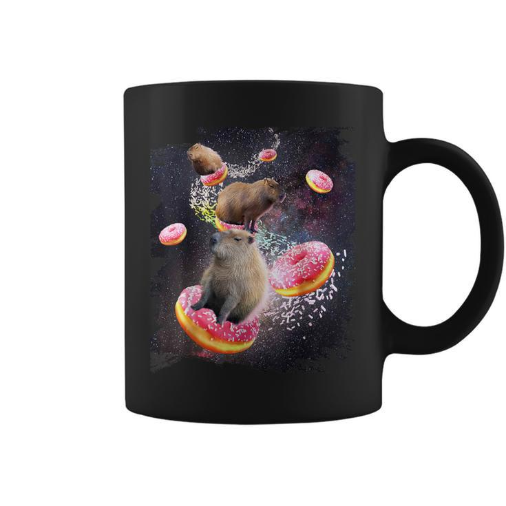 Space Capybara Riding Donut Galaxy Capybaras Coffee Mug