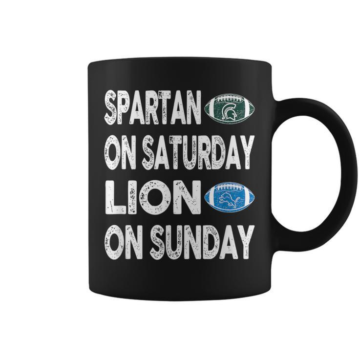 Spartan On Saturday Lion On Sunday Detroit Vintage Fun Coffee Mug