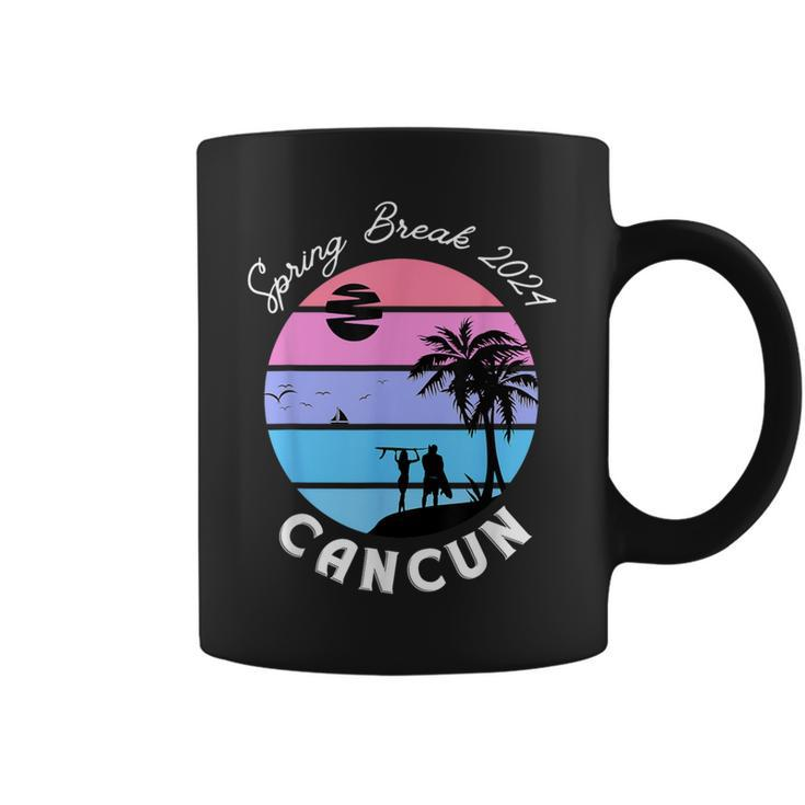 Spring Break 2024 Cancun Mexico Beach Retro Surf Vacation Coffee Mug