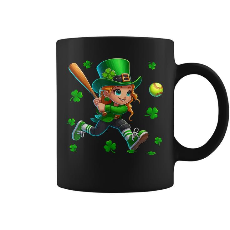 St Patrick's Day Man Playing Softball Shamrocks Player Team Coffee Mug