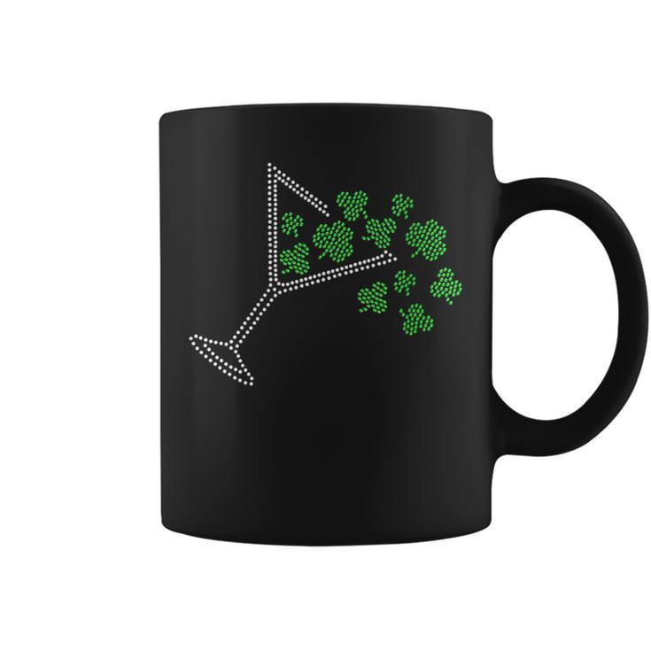 St Patrick's Day Martini Clover Bling Rhinestone Paddy's Day Coffee Mug