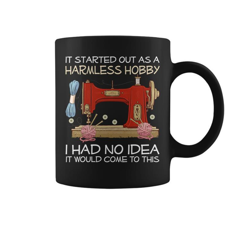 It Started Out As A Harmless Hobby Quilting Pattern Knitting Coffee Mug