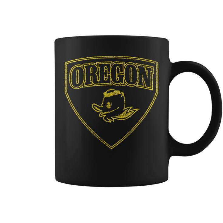 State Of Oregon Heroic Emblem Yellow Knockout Coffee Mug