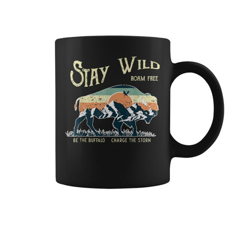 Stay Wild Roam Free Buffalo Mountain Forest Hiking Camping Coffee Mug