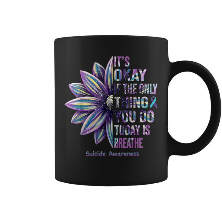 Suicide Prevention Awareness Teal Ribbon And Sunflower Coffee Mug